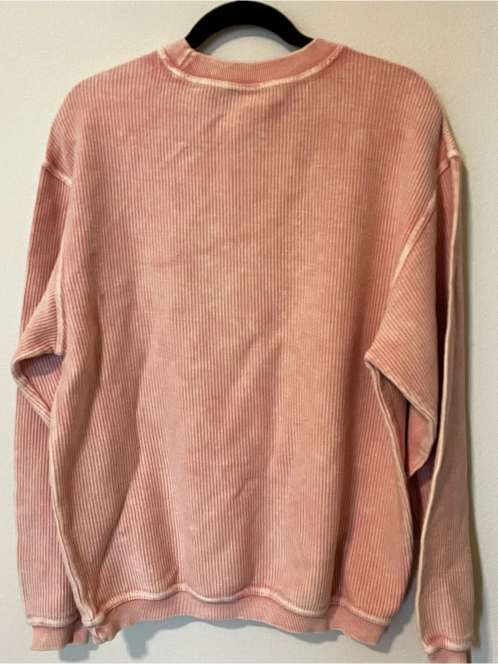 Nantucket Crewneck Pullover Sweatshirt Vintage Stonewashed Cotton Pink Ribbed Sm